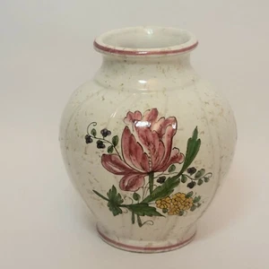 Jarrón de cerámica italiano Deruta vintage firmado Italia pintado a mano floral 5 1/4"   - Imagen 1 de 9