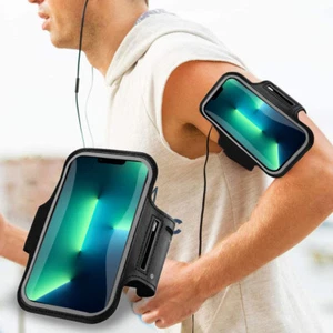 iPhone 15/12/11/Pro/Max Running Armband Phone Holder w/Earphone Slot for Apple - Picture 1 of 15