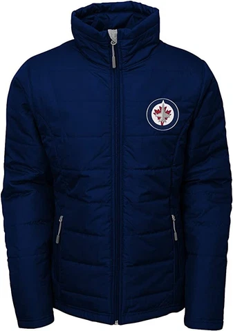 Outerstuff NHL "Winnipeg Jets" Girl's Navy Full Zip Jacket SZ XL-16** Cover
