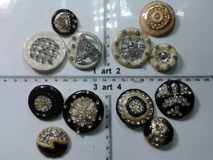1 Lot Boutons Bijoux Vernis Pierres Perles Murano Buttons Boutons Vintage - Picture 1 of 1