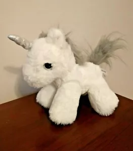 Cody Bear Puffins White & Silver Sparkle Plush Unicorn Very Unique 8" - Picture 1 of 12