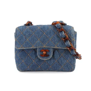Bolso de Hombro Chanel Matelasse Cadena Plástico Denim Azul Vintage 90278158 - Imagen 1 de 11