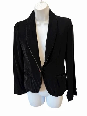Chaqueta Blazer Vintage Años 70 Oscar de la Renta Terciopelo Negro Talla 8 Hecha en EE. UU. 1 Botón Foto 1 de 4