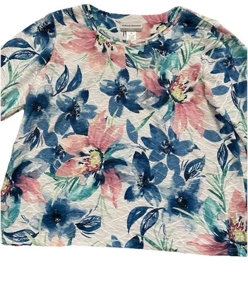 Alfred Dunner 女式花卉衬衫 PL 码花卉圆领 3/4 袖 — 第 1/3 张图片