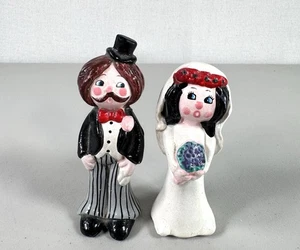 Vintage Enesco MCM Braut & Bräutigam Figuren 4" 1950-1970, RAR Tortenaufleger - Bild 1 von 9