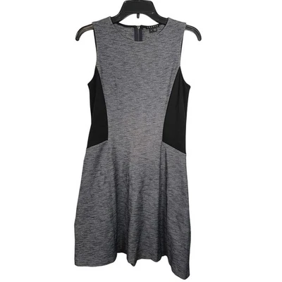 Mini Vestido Theory Gemma Tejido Elástico Bloques de Color Sin Mangas Talla 6 Gris Negro Foto 1 de 4