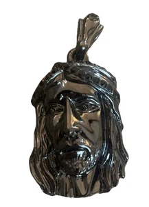 Herren Edelstahl schwarz Jesus Gesicht hochglanzpoliert Anhänger schwer groß - Bild 1 von 2