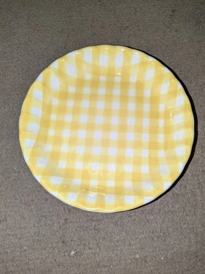 Cuenco de sopa/ensalada con patrón de guinga amarillo de 7,75" con patrón de guinga w. s. george buen estado raro Foto 1 de 2