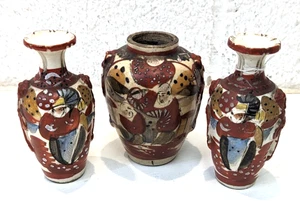 Collection Of Antique 19th Century Japanese Satsuma Ware Vases - Picture 1 of 11