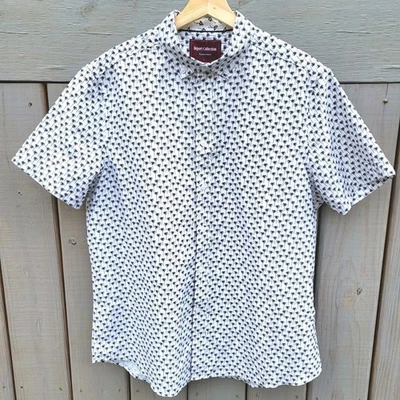Report Collection Men's Short Sleeve Button-Down Shirt Size LG. Palm Tree Print  - Image 1 of 4