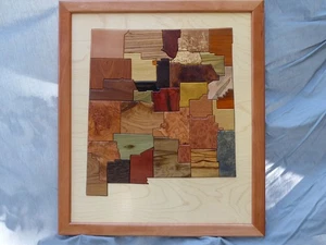 intarsia wood map,New Mexico,art,home,office,hardwood,exotic,carving,wood workin - Picture 1 of 3