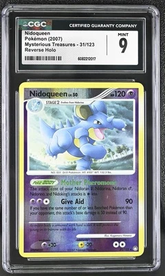 CGC 9 MINT Nidoqueen 2007 Mysterious Treasures 31/123 Reverse Holo Pokemon Card - Image 1 of 2