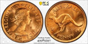 Moneda sin circular 1964 Penny 1d Melbourne graduación profesional MS64RD elección Australia roja 175 USD - Imagen 1 de 11