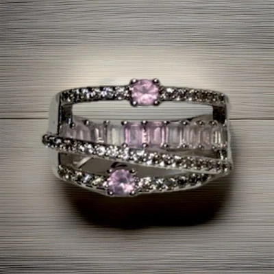 Anillo Turmalina Rosa Oro Rosa 18k Sobre Plata de Ley 1.10ctw Talla 8 Foto 1 de 3