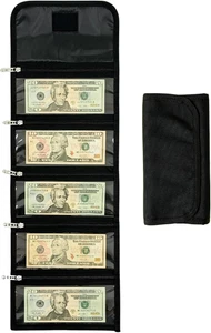 Organizzatore Risparmio di Soldi per Contanti con 5 Cerniere - Borsa - Piccolo, Nero - Foto 1 di 11