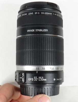 Canon EF-S 55-250mm f/4-5.6 IS Telephoto Zoom Lens w/ Caps – Tested Clean Optics - Image 1 of 4