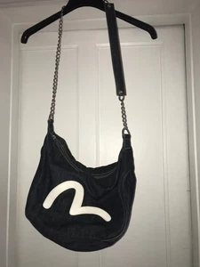 Rare Vintage Y2K Evisu x Donna Blue Denim Handbag Chain Detail Strap 13 x 9.5" - Picture 1 of 10