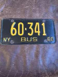 1960 New York BUS LICENSE PLATE 🚌 Classic Vintage Tag # 60 341 - Imagen 1 de 5
