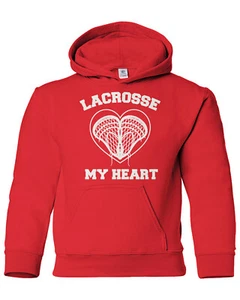 Lacrosse My Heart Youth Hoodie Sweatshirt Cute Valentine's Day Gift - Picture 1 of 10
