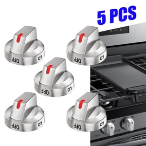 Paquete de 5 perillas de estufa con metal D para perillas de cocina de gas de acero inoxidable DG64-00473A - Imagen 1 de 12
