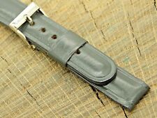 Vintage Medana "500" NOS Unused 13mm Watch Band Gray Leather Silver Tone Buckle