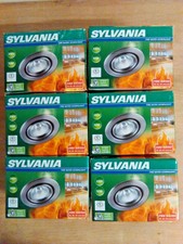 6x Sylvania Syl-Fire Tilt GU10 Downlights Brushed Steel 240V 50W Hi-Spot Superia