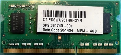 HP 691740-001 4GB DDR3-1600Mhz PC3-12800 SODIMM Laptop Memory RAM - Image 1 of 2