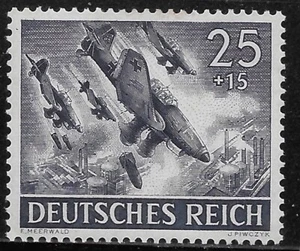 Segunda Guerra Mundial 1943 Alemania Semi-Postal Reich Alemán Wehrmacht Mi#839 MHOG Avión - Imagen 1 de 2