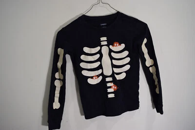 Gymboree NIÑOS 10 Esqueleto Pijama Halloween Disfraz Negro SOLO SUPERIOR Foto 1 de 4