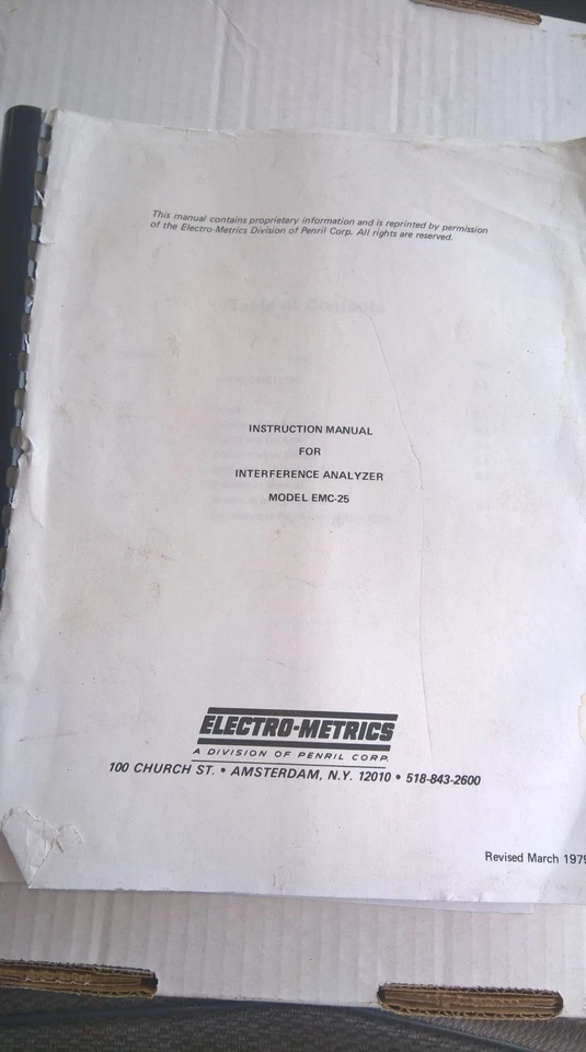 EMCO Electro-Metrics EMC-25 instruction Manual for Interference Analyzer - Image 1 of 1