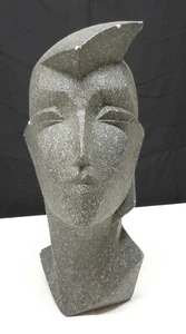 Art Deco Stone Finish Lindsey Balkweill Inspired Lady Head Bust 1980's - Picture 1 of 15