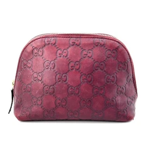 GUCCI Cosmetic Pouch Makeup Leather Auth 0610 - Picture 1 of 24