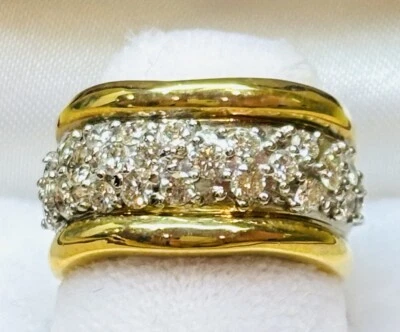 Anillo de boda/aniversario de oro amarillo macizo de 14k y diamantes naturales Foto 1 de 2