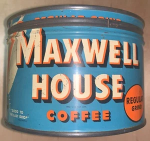 VINTAGE MAXWELL HOUSE KEYWIND COFFEE TIN CAN GREAT GRAPHICS - Picture 1 of 7