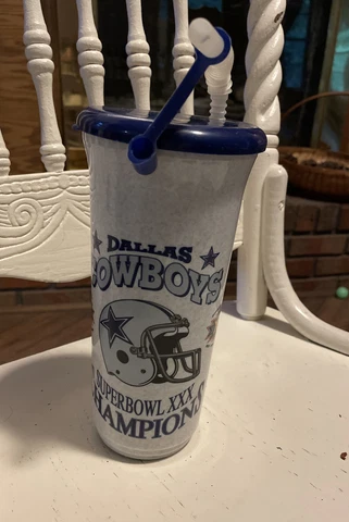 VTG Dallas Cowboys Super Bowl 30 XXX Champs Water Bottle Straw Cup 1996 Cover