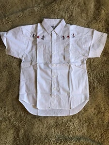 Vintage Snoopy Button Down Kids Shirt White Short Sleeve Sz 12 - Picture 1 of 5