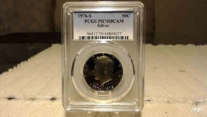 1976 S Kennedy SILBER halber Dollar Proof PCGS PR70DCAM Deep Cameo 50c blaues Etikett - Bild 1 von 2