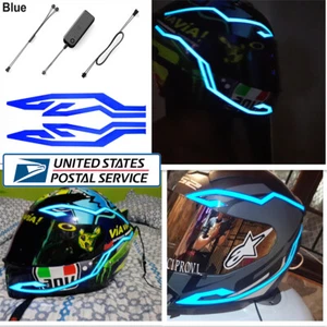 4PCS Motorcycle LED Night Light Riding Signal Helmet EL Cold Light 4 Mode Kit - Picture 1 of 12