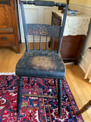 Antique Wood Youth Dining Chair “John FOX” From Southwest Harbor Me. Mid 1800s Cover