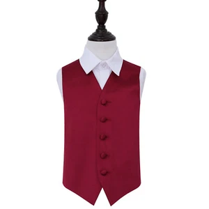 Burgundy Satin Plain Solid Page Boys Kids Wedding Waistcoat Suit Vest by DQT - Picture 1 of 4