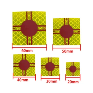 100PCS 20/30/40/50/60MM Red Solid Green Bottom Circle 3M Reflector Sheet - Picture 1 of 11