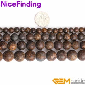 Brown Bronzite Jasper Natural Matte Round Loose Beads Jewelry Making Strand - Picture 1 of 27