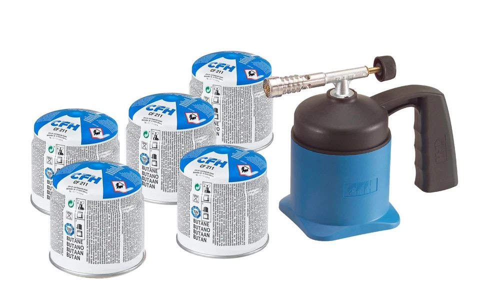 CFH Lötlampe Lötmeister mit 4 Kartuschen LM 1000