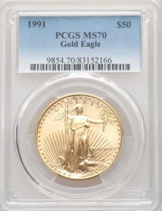 1991 GOLD American Eagle $50 (1 oz) COIN - PCGS MS70 - Picture 1 of 2