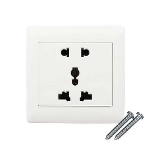 universal 10A 5Pin Power Wall Outlet Socket Plate Panel UK/US/EU/AU/Plug - Picture 1 of 9