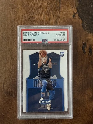 2018-19 Panini Threads Luka Doncic #181 Rookie RC Mavericks PSA 10 GEMAS ¡Como nuevo!! Foto 1 de 2
