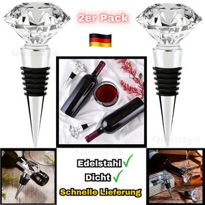 Weinverschluss Edelstahl Diamant Wein Verschluss Stopfen Edel 💎 Geschenk - Bild 1 von 11