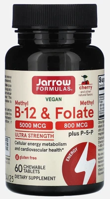 jarrow - Methyl b12 & Methyl Folate - Ultra Strength - 60 chewable tabs Fesh - Image 1 of 2