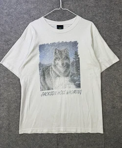 Vintage Jackson Hole Wyoming Shirt Men's Large White Robert Allan Pre-shrunk - Picture 1 of 7