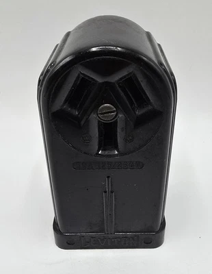 Vintage Leviton 50A 125/250V Art Deco Bakelite Receptacle Electric Outlet - Image 1 of 4